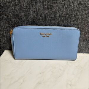 Kate Spade Light Blue Zip-Around Wallet